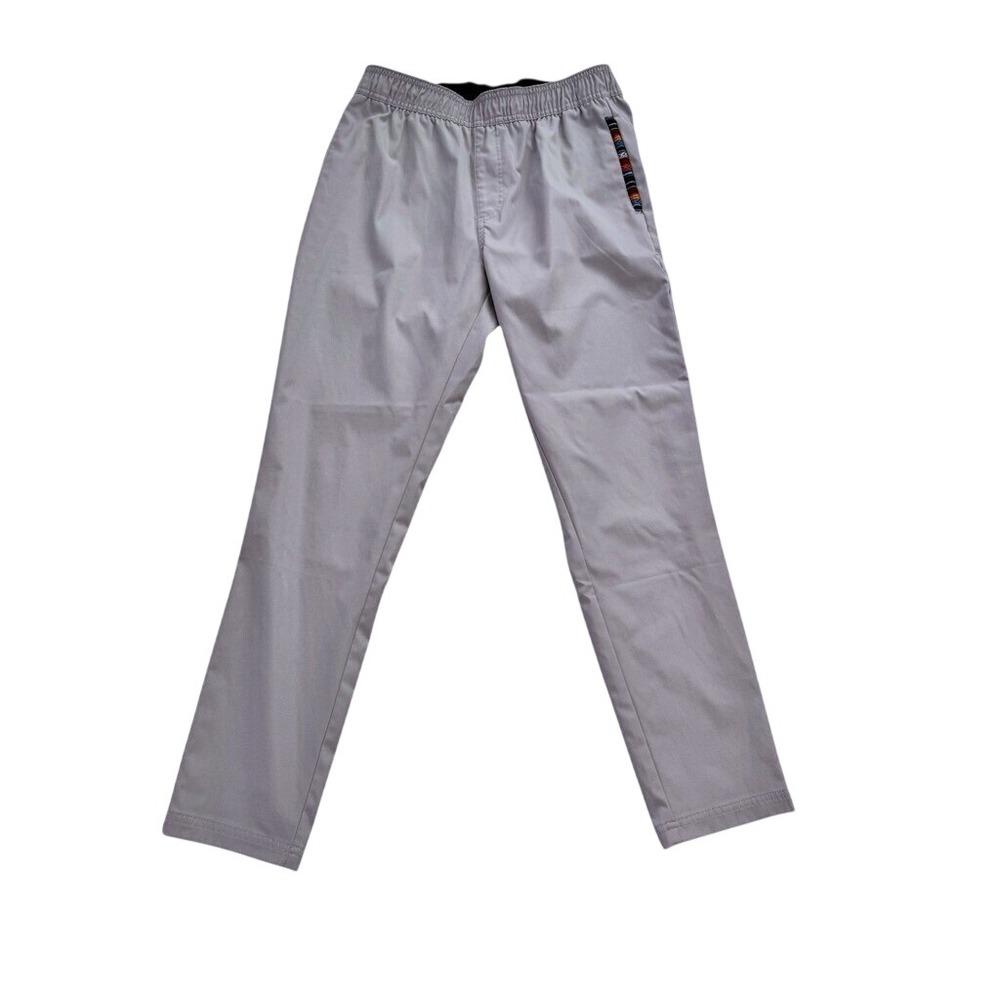 Wowie Women's Grey Casual Straight Leg Pants Woven Trim Elastic Waist Size M